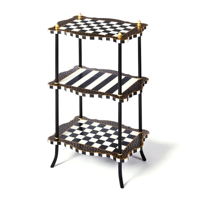 Black & White Check and Stripe 3 Tier Table image number 0