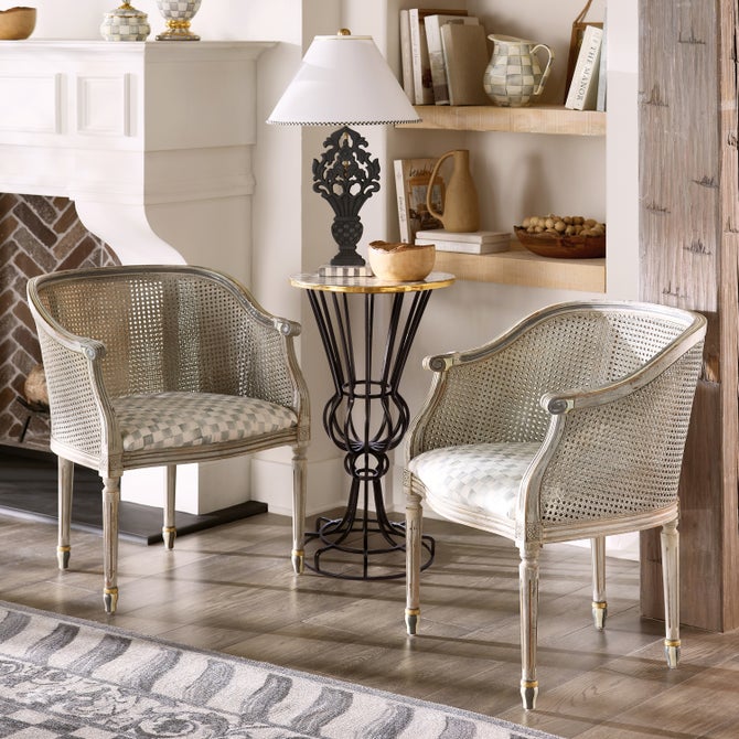 Sterling Check Pedestal Accent Table image number 1