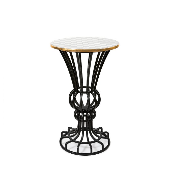 Sterling Check Pedestal Accent Table image number 0