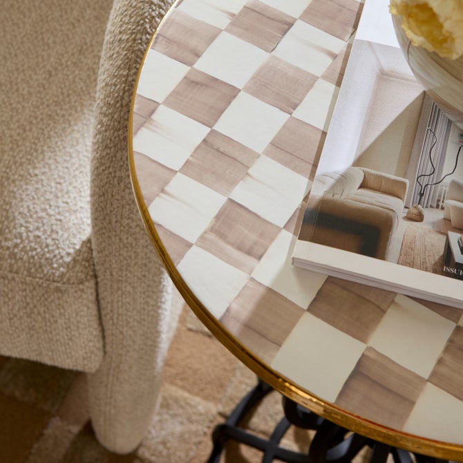 Mocha Check Pedestal Accent Table image number 4