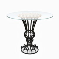 Mocha Check Pedestal Accent Table