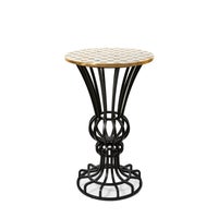Mocha Check Pedestal Accent Table