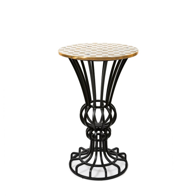 Mocha Check Pedestal Accent Table image number 0