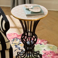 Rosy Check Pedestal Accent Table