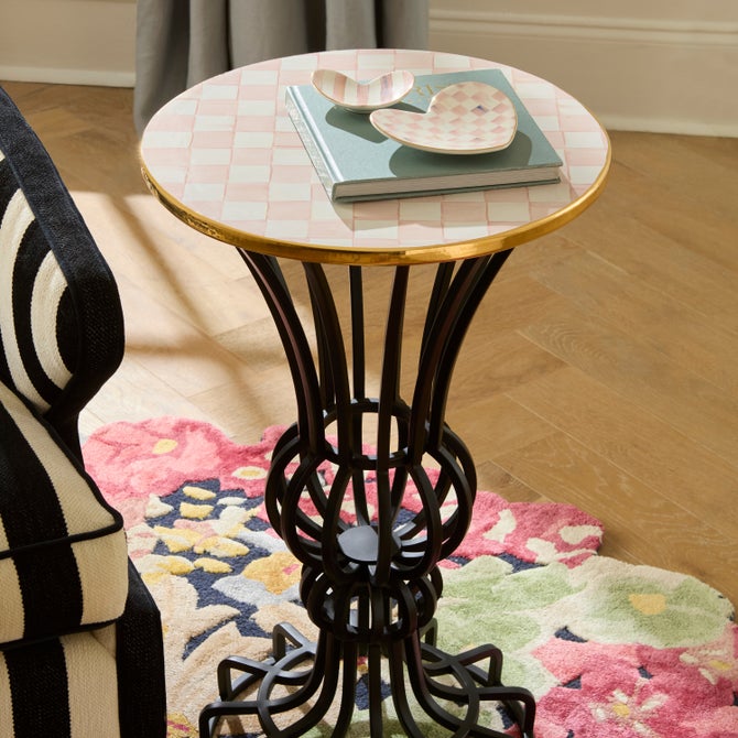 Rosy Check Pedestal Accent Table image number 2