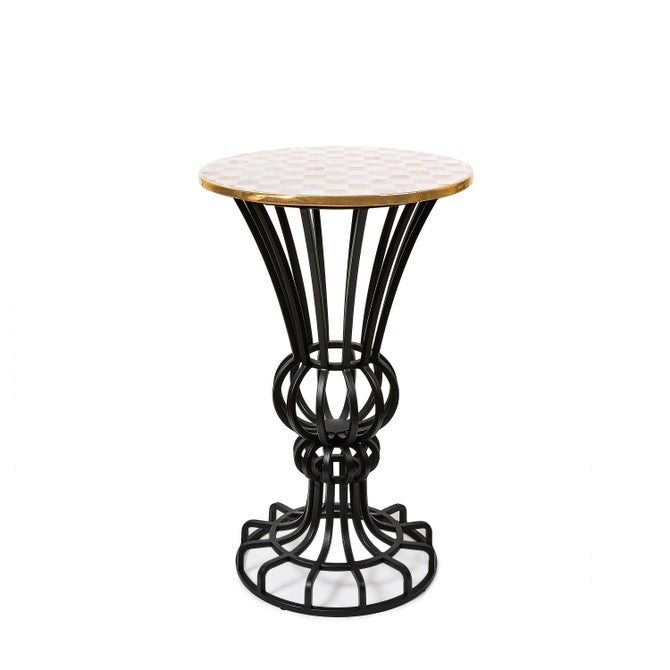 Rosy Check Pedestal Accent Table image number 0