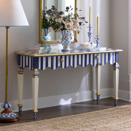 Royal Check & Stripe Console Table