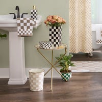 Mocha Check Enamel Tilt Accent Table