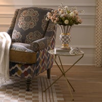 Mocha Check Enamel Tilt Accent Table