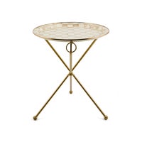 Mocha Check Enamel Tilt Accent Table