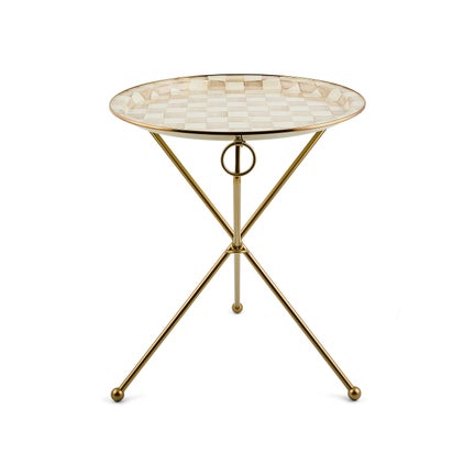 Mocha Check Enamel Tilt Accent Table