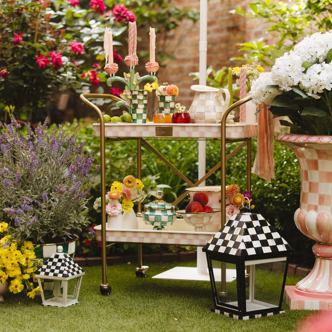 Rosy Check 2-Tier Kitchen Cart image number 1