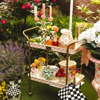 Rosy Check 2-Tier Kitchen Cart