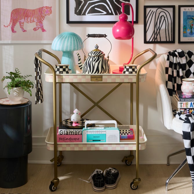 Rosy Check 2-Tier Kitchen Cart image number 7