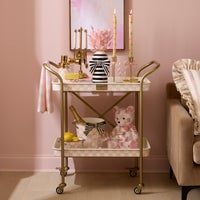 Rosy Check 2-Tier Kitchen Cart