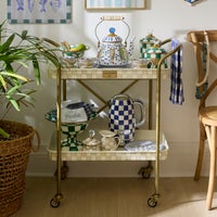 Mocha Check 2-Tier Kitchen Cart