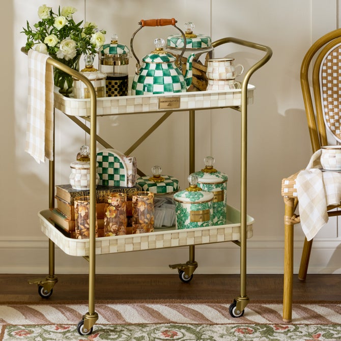 Mocha Check 2-Tier Kitchen Cart image number 5