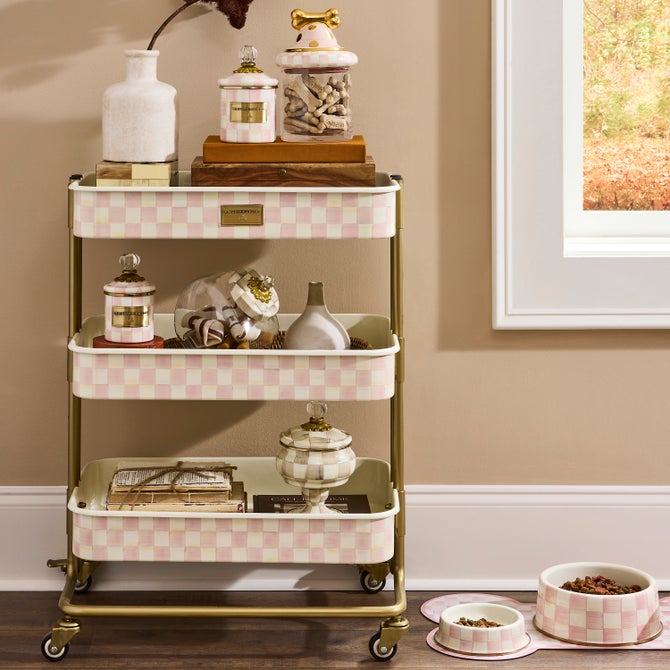 Rosy Check 3-Tier Kitchen Cart image number 1