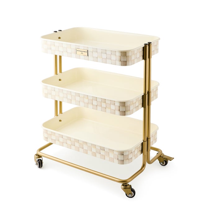 Mocha Check 3-Tier Kitchen Cart image number 4