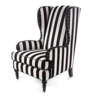Marquee Black Stripe Chenille Wing Chair