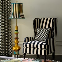 Marquee Black Stripe Chenille Wing Chair
