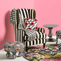 Marquee Black Stripe Chenille Wing Chair