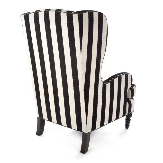 Marquee Black Stripe Chenille Wing Chair image number 3