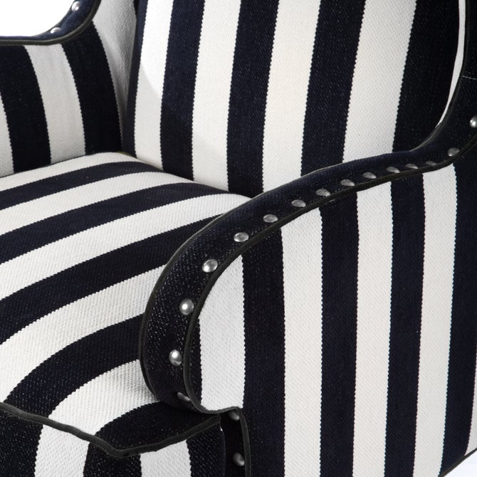 Marquee Black Stripe Chenille Wing Chair image number 2