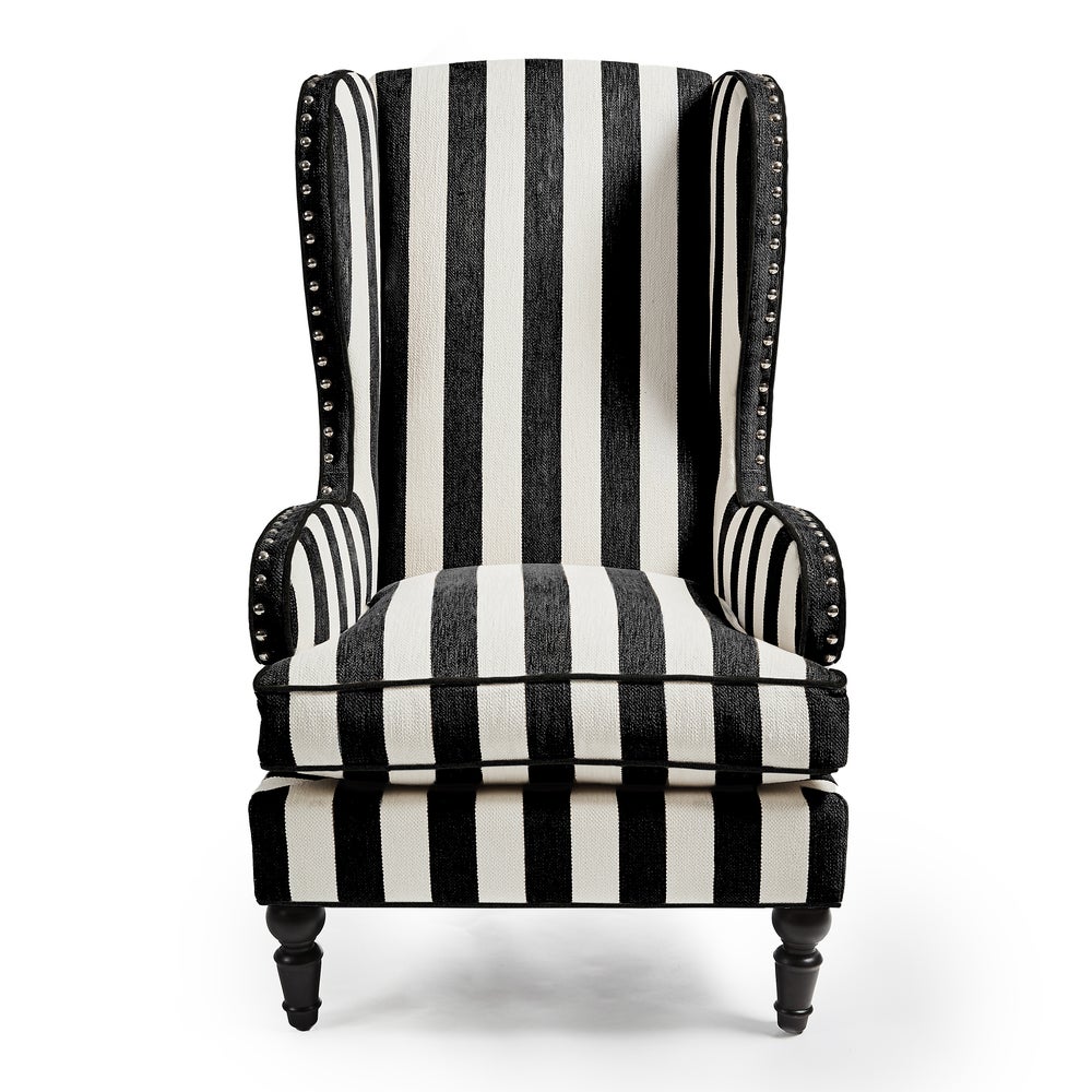 Marquee Black Stripe Chenille Wing Chair mackenzie-childs Panama imagen 1