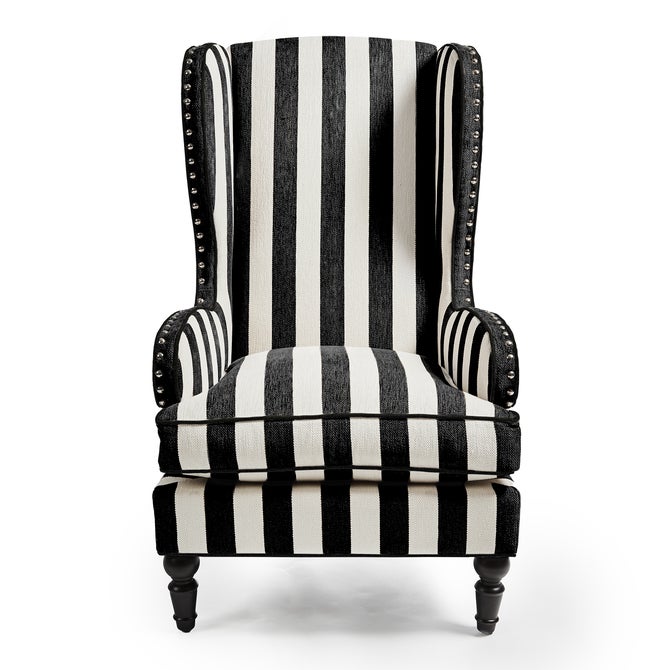 Marquee Black Stripe Chenille Wing Chair image number 0