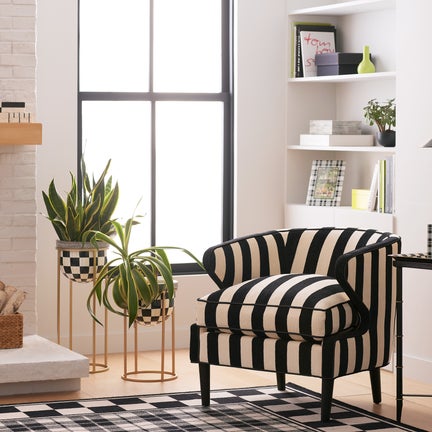 Marquee Black Stripe Chenille Accent Chair