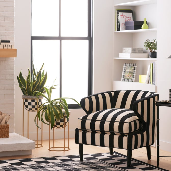Marquee Black Stripe Chenille Accent Chair image number 1