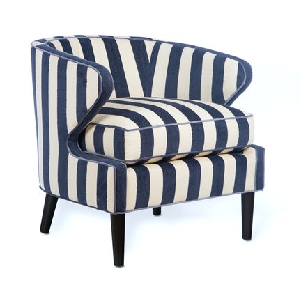 Marquee Navy Stripe Chenille Accent Chair