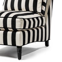 Marquee Black Stripe Chenille Armless Chair