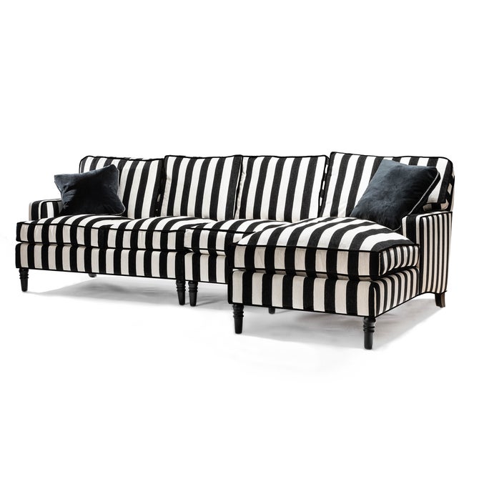 Marquee Black Stripe Chenille Armless Chair image number 2