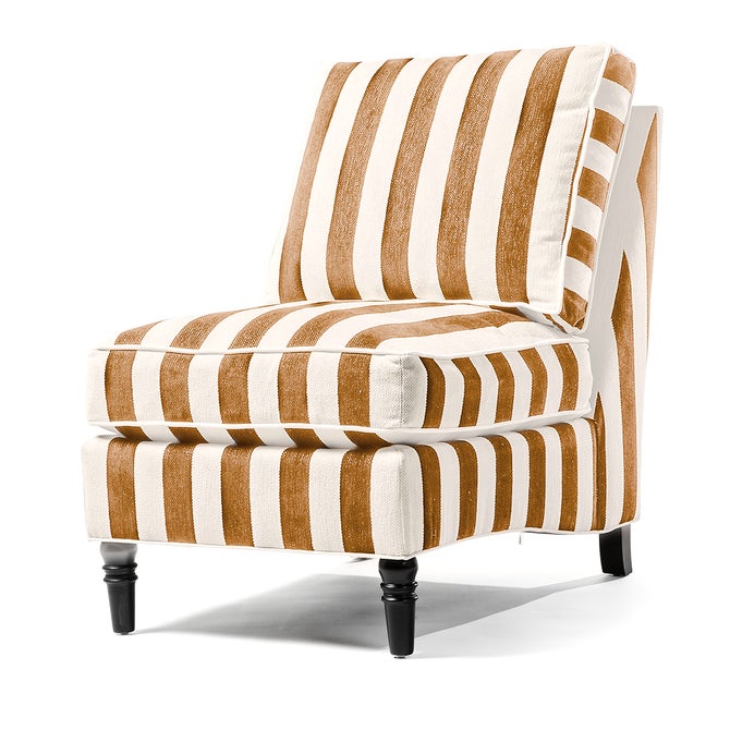 Marquee Brown Stripe Chenille Armless Chair image number 0