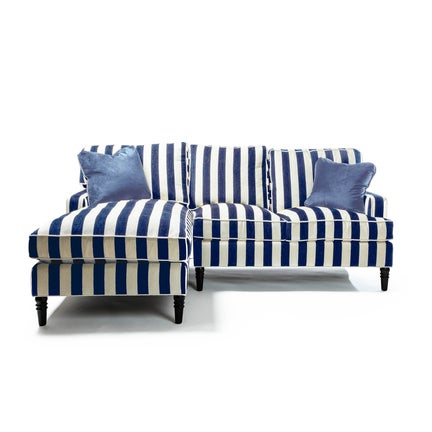 Marquee Navy Stripe 2-Piece Left Arm Chaise Sectional
