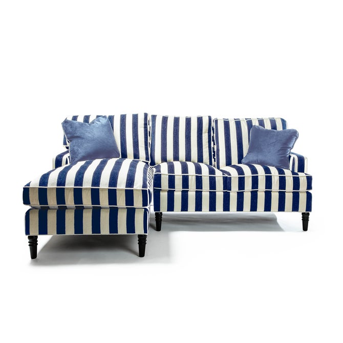 Marquee Navy Stripe 2-Piece Left Arm Chaise Sectional image number 0