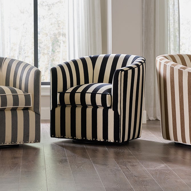 Marquee Black Stripe Chenille Swivel Chair image number 1