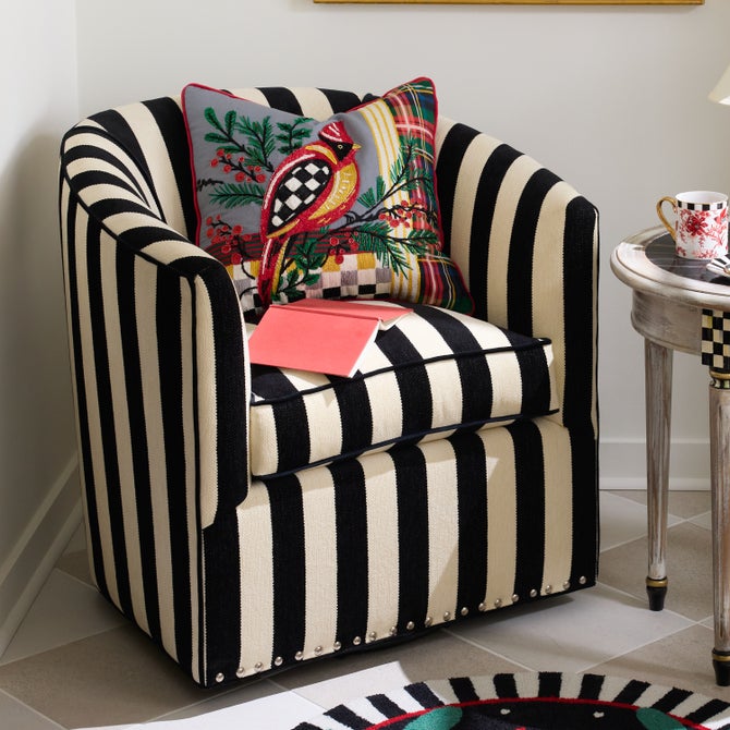 Marquee Black Stripe Chenille Swivel Chair image number 6