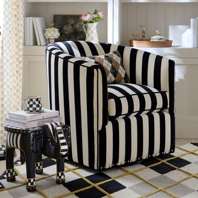 Marquee Black Stripe Chenille Swivel Chair image number 7