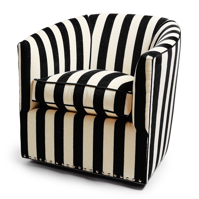 Marquee Black Stripe Chenille Swivel Chair image number 3