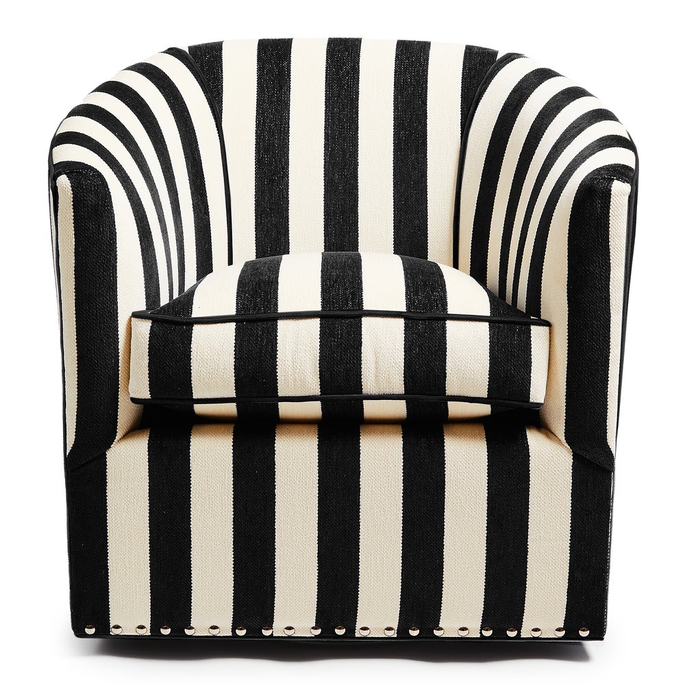 Marquee Black Stripe Chenille Swivel Chair mackenzie-childs Panama imagen 1