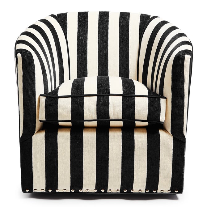 Marquee Black Stripe Chenille Swivel Chair image number 0