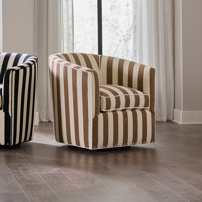 Marquee Brown Stripe Chenille Swivel Chair image number 6