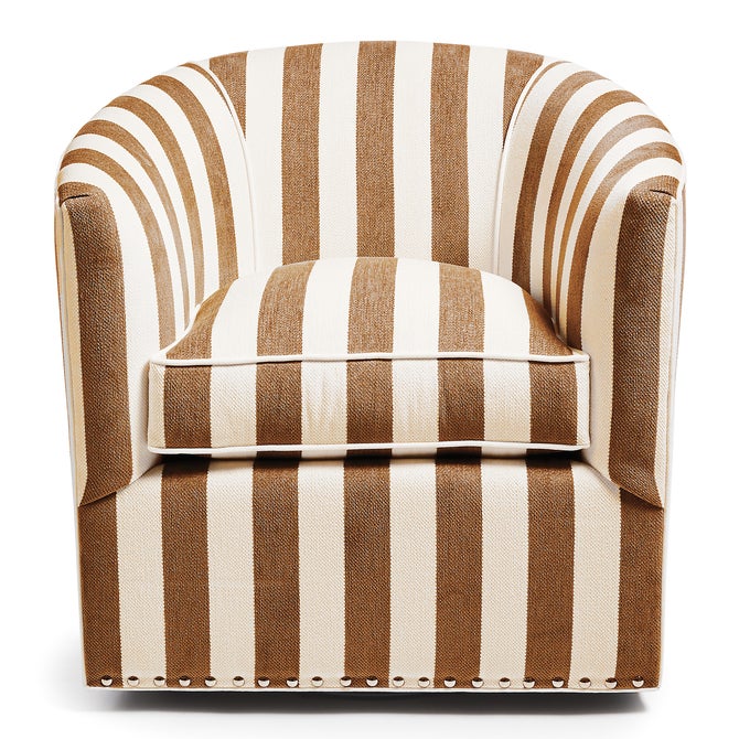 Marquee Brown Stripe Chenille Swivel Chair image number 0