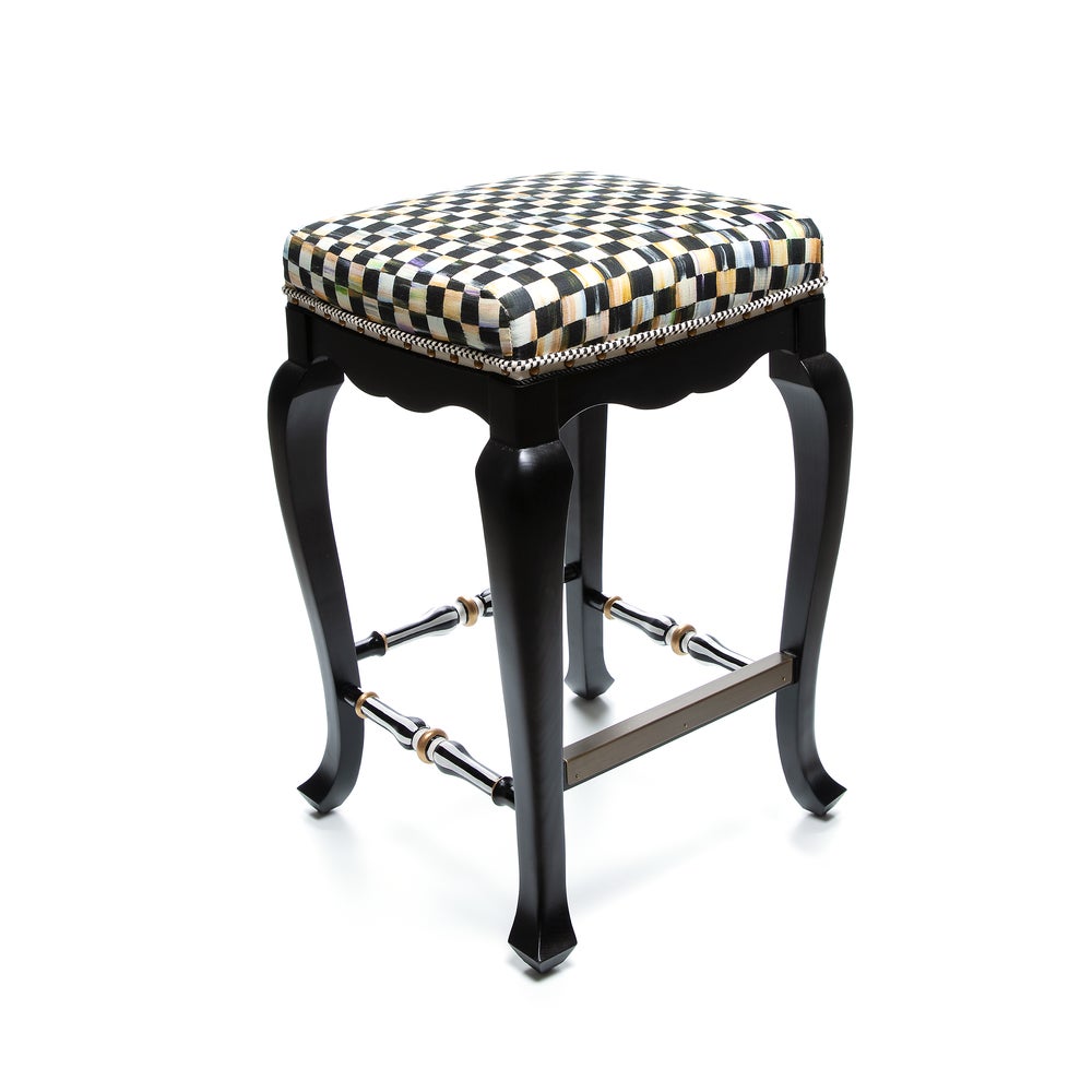 Courtly Check Black Counter Stool mackenzie-childs Panama imagen 1