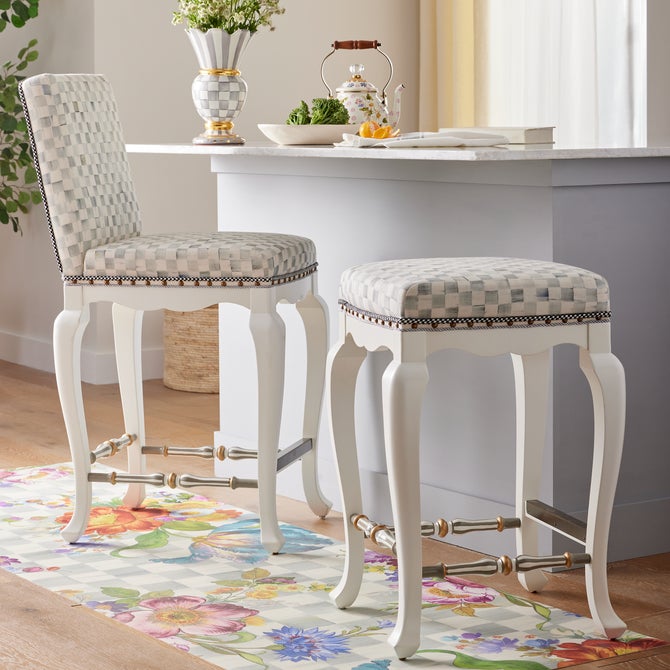 Sterling Check Counter Stool with Back image number 0