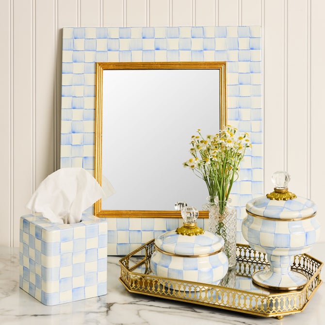 Sky Check Enamel Wall Mirror image number 1