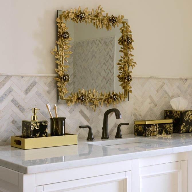 Petal Square Gold Wall Mirror image number 2